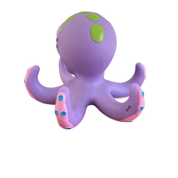 Nuby Purple Pink Octopus Bath Toy Green Spots Rubber Tub Toy Floating - Picture 3 of 4